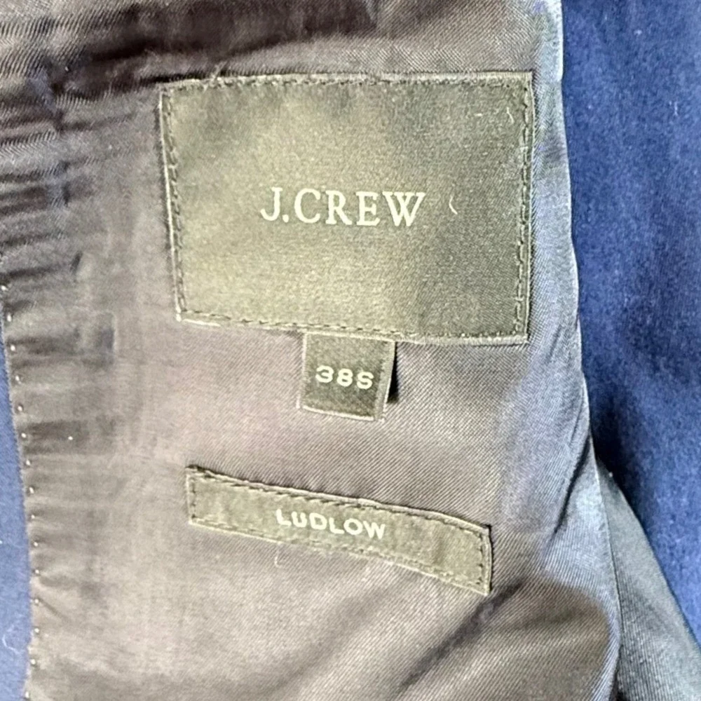 J.Crew Ludlow Suit Jacket Mens 38S Larusmiani Italian Cotton Navy Double Vented